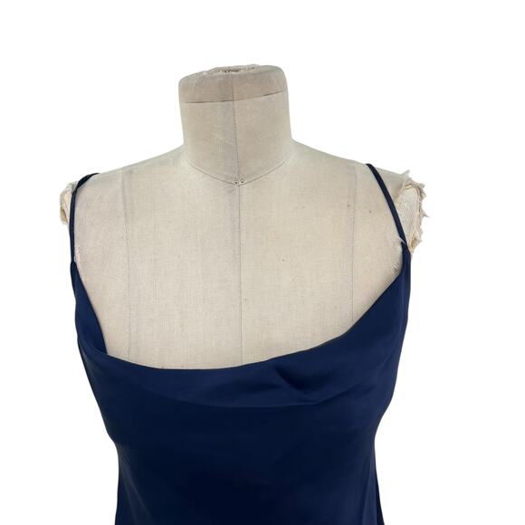 Aritzia Wilfred Only Ruched Slip Dress Mini Sleeveless Navy Blue Size XS - Picture 4 of 13
